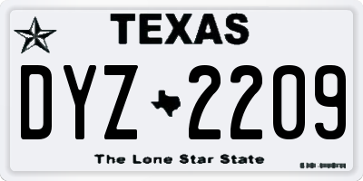 TX license plate DYZ2209