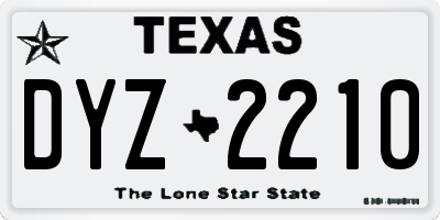 TX license plate DYZ2210