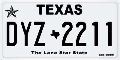 TX license plate DYZ2211