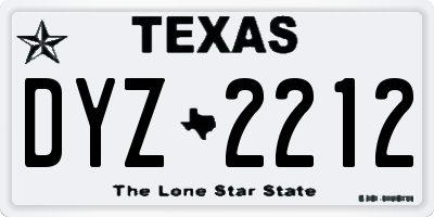 TX license plate DYZ2212