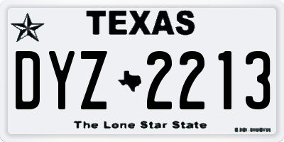 TX license plate DYZ2213