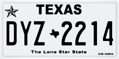 TX license plate DYZ2214