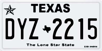 TX license plate DYZ2215