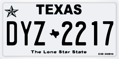 TX license plate DYZ2217
