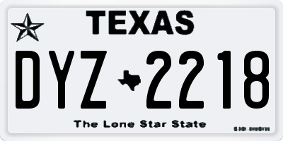 TX license plate DYZ2218