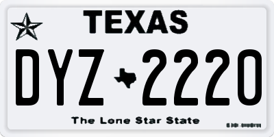 TX license plate DYZ2220