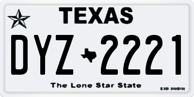 TX license plate DYZ2221