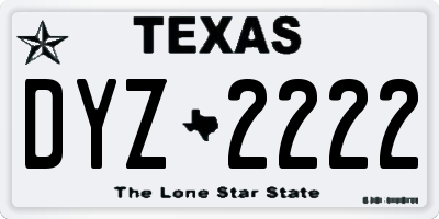 TX license plate DYZ2222