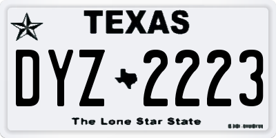 TX license plate DYZ2223