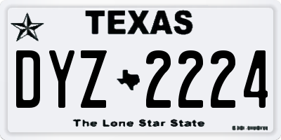 TX license plate DYZ2224