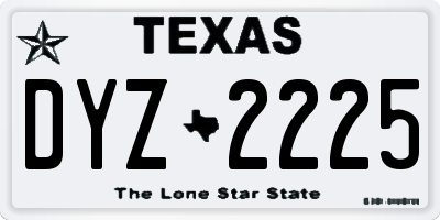 TX license plate DYZ2225