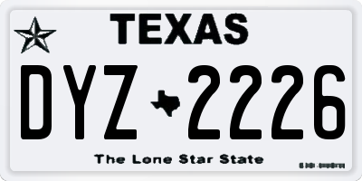 TX license plate DYZ2226