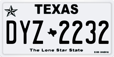 TX license plate DYZ2232