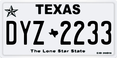 TX license plate DYZ2233