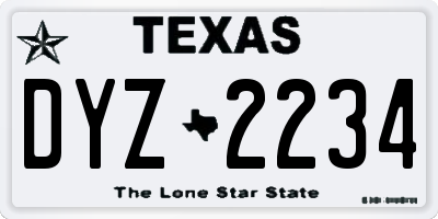 TX license plate DYZ2234