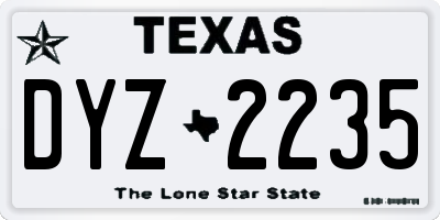 TX license plate DYZ2235