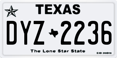 TX license plate DYZ2236