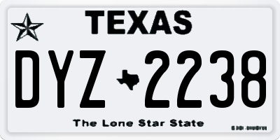TX license plate DYZ2238