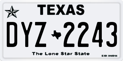 TX license plate DYZ2243