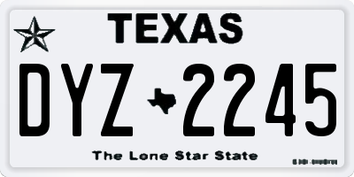 TX license plate DYZ2245