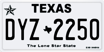 TX license plate DYZ2250