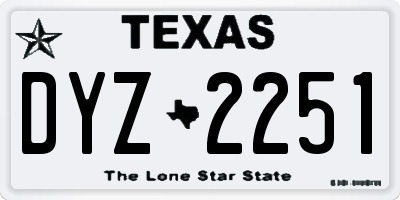 TX license plate DYZ2251