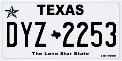 TX license plate DYZ2253