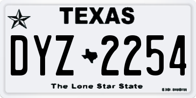 TX license plate DYZ2254