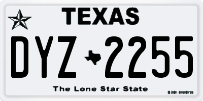 TX license plate DYZ2255