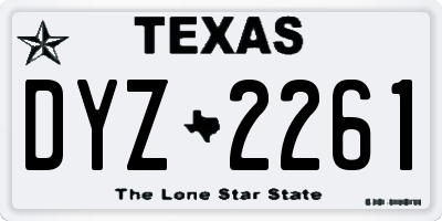 TX license plate DYZ2261