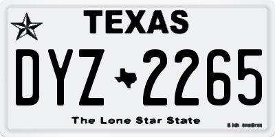 TX license plate DYZ2265