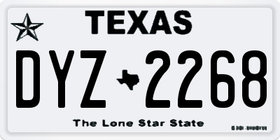 TX license plate DYZ2268
