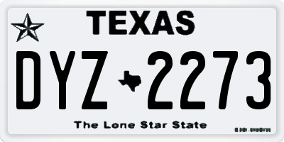 TX license plate DYZ2273