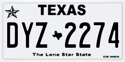 TX license plate DYZ2274