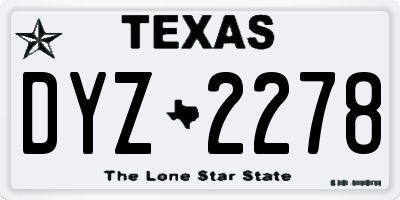 TX license plate DYZ2278
