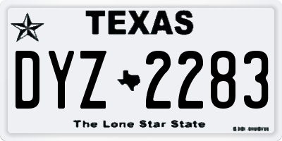 TX license plate DYZ2283