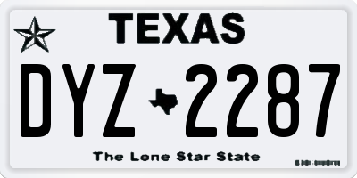 TX license plate DYZ2287