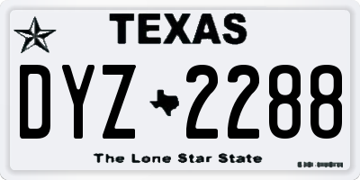 TX license plate DYZ2288