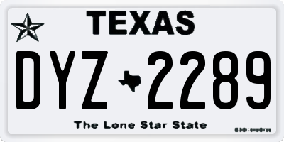 TX license plate DYZ2289