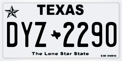 TX license plate DYZ2290