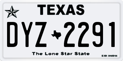 TX license plate DYZ2291