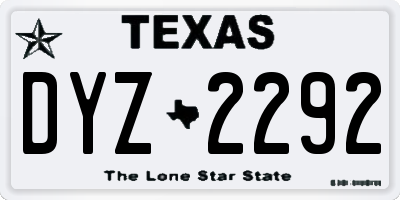 TX license plate DYZ2292