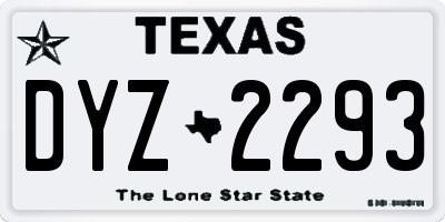 TX license plate DYZ2293