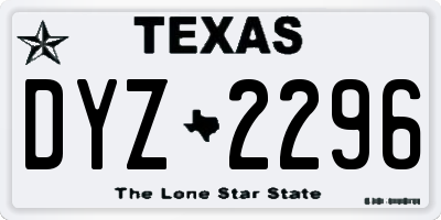 TX license plate DYZ2296