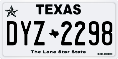TX license plate DYZ2298