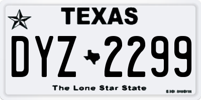 TX license plate DYZ2299