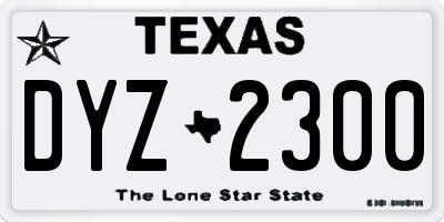 TX license plate DYZ2300