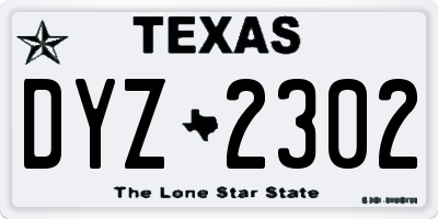 TX license plate DYZ2302