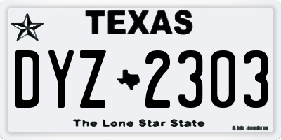 TX license plate DYZ2303