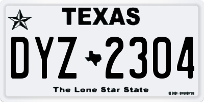 TX license plate DYZ2304